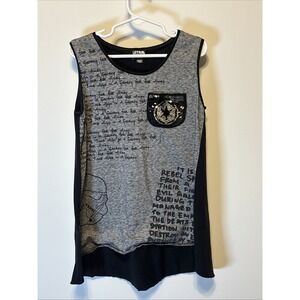 Star Wars Girls Sleeveless Sequin & Graphic Tank Top Size L 10/12 Gray Black